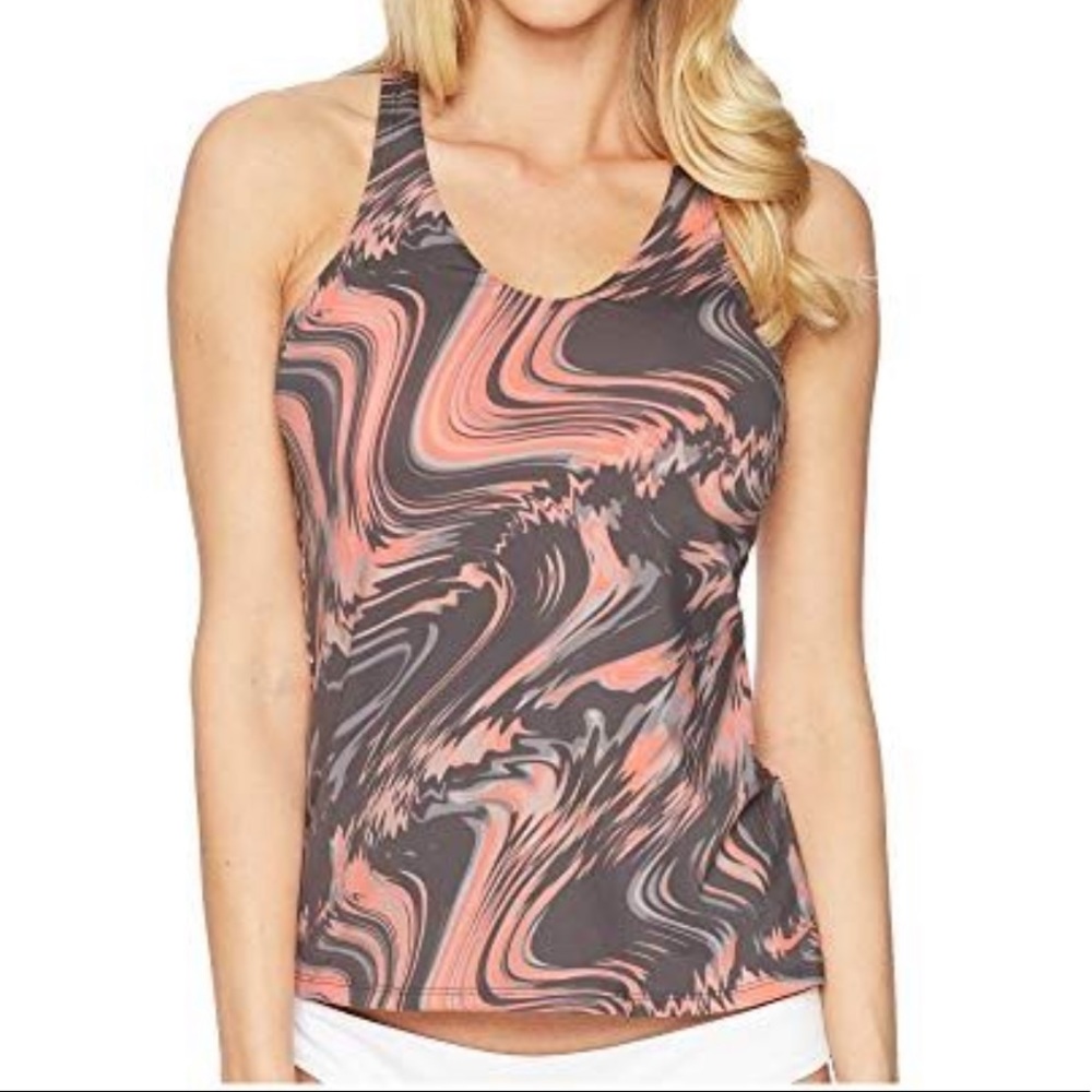 🔥NIKE🔥Swim Crimson Pulse Marble Racerback Swimsuit Tankini Top Small NWT - Picture 1 of 6